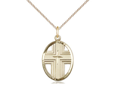 14kt Gold Filled Medium Cross Necklace 3/4 x 1/2 inch pendant 18 inch chain by Bliss Manufacturing