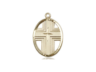 14kt Solid Gold Medium Catholic Cross Pendant 3/4 inch by 1/2 inch handcrafted by Bliss Manufacturing USA