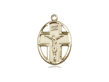 14kt Solid Gold Catholic Crucifix Pendant 3/4 x 1/2 inches handcrafted by Bliss USA