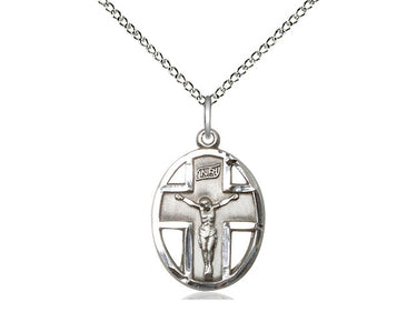 Medium sterling silver crucifix necklace 3/4 x 1/2 inch pendant 18 inch chain by Bliss