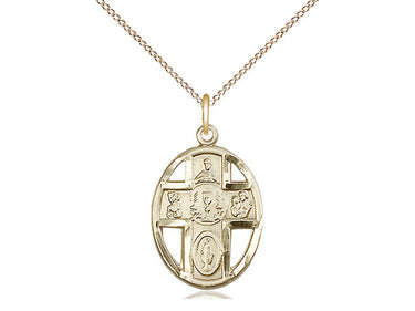 Medium 14kt Gold Filled 5-Way Medal Necklace with Chalice Pendant 3/4 x 1/2 inch on 18 inch Chain by Bliss