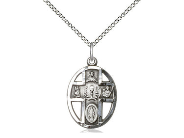 Sterling silver 5-Way Chalice medal necklace 3/4 x 1/2 inches with 18 inch chain by Bliss Manufacturing