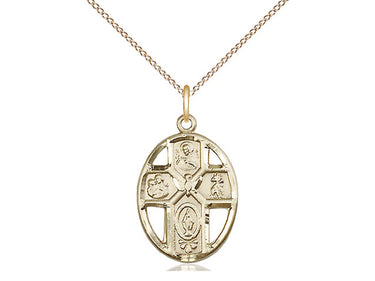 14kt gold filled 5-Way Holy Spirit medal necklace 3/4 x 1/2 inches with 18 inch chain by Bliss