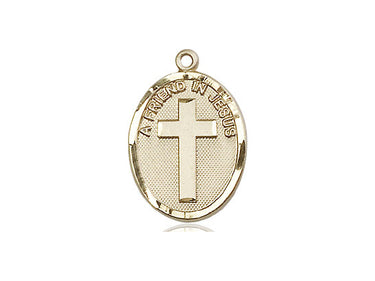 14kt Solid Gold A Friend In Jesus Medal Pendant 3/4 x 1/2 inches by Bliss Manufacturing