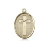 14kt solid gold medium Catholic cross pendant 3/4 inch handcrafted in USA by Bliss