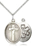 Sterling silver cross EMT pendant necklace 7/8 x 1/2 inches with 18 inch chain handmade by Bliss