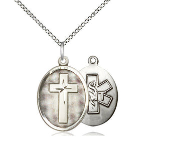 Sterling silver cross EMT pendant necklace 7/8 x 1/2 inches with 18 inch chain handmade by Bliss