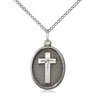 Sterling silver medium Catholic cross and EMT medal necklace with 3/4 x 1/2 inch pendant on 18 inch chain by Bliss Manufacturing