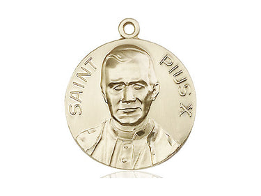 14kt Solid Gold Pope Pius X Patron Saint Medal Pendant 1 inch by 7/8 inch handcrafted by Bliss