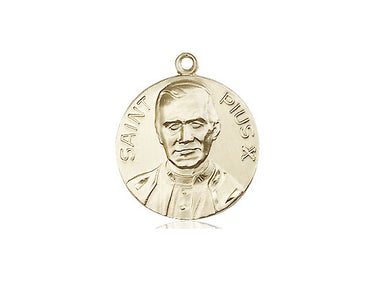 14kt Solid Gold Pope Pius X Patron Saint Medal Pendant 3/4 inch by 5/8 inch handcrafted by Bliss