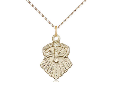 14kt Gold Filled Seven Gifts of the Holy Spirit medium Catholic medal necklace with 18 inch chain by Bliss