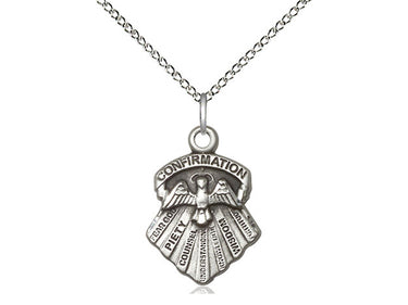 Sterling Silver Medium Seven Gifts of the Holy Spirit Medal Pendant Necklace 3/4 inch x 1/2 inch on 18 inch Chain by Bliss