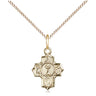 Small 14kt Gold Filled Catholic Communion 5-Way Medal Necklace 1/2 x 3/8 inches on 18 inch chain by Bliss