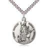Sterling Silver St. Hubert of Liege Catholic patron saint medal necklace 1x7/8 inch with 24 inch chain by Bliss