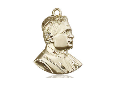 14kt Solid Gold Saint Pius X medium patron saint medal pendant by Bliss Manufacturing USA