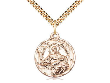 14kt Gold Filled St. Thomas Aquinas Medal Necklace 7/8 x 3/4 inch with 24 inch Chain by Bliss