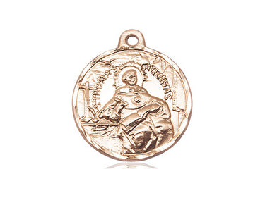 14kt Solid Gold St. Thomas Aquinas Medal Pendant 7/8 x 3/4 inch Handcrafted by Bliss Manufacturing USA