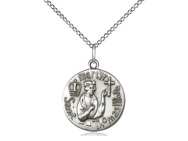 Sterling Silver St. Thomas More Patron Saint Medal Necklace 3/4 x 5/8 inches on 18 inch chain by Bliss