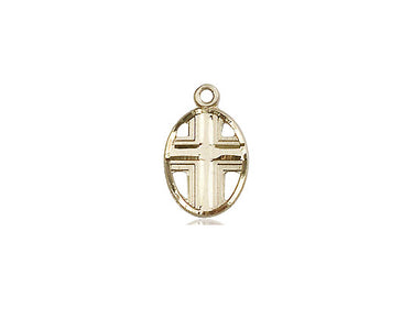 14kt Solid Gold Small Catholic Cross Pendant 1/2 inch by Bliss Manufacturing handcrafted USA