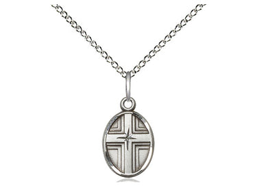Sterling silver small cross pendant necklace 1/2 x 3/8 inches with 18 inch chain by Bliss