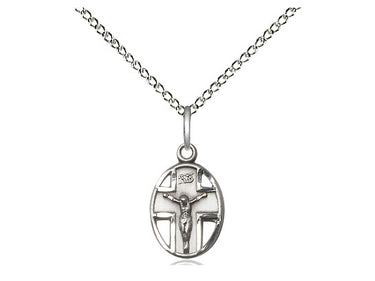 Sterling silver small crucifix necklace with 18 inch chain 1/2 inch pendant handcrafted by Bliss USA