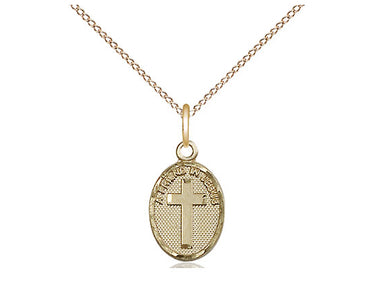 14kt gold filled Friend In Jesus cross pendant necklace 1/2 x 1/4 inches with 18 inch chain by Bliss