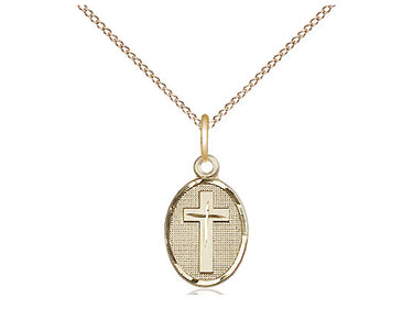 14kt Gold Filled Small Cross Necklace 1/2 x 1/4 inch with 18 inch Chain USA Made by Bliss