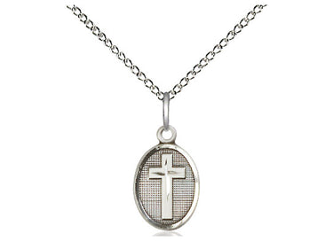 Sterling Silver Small Cross Necklace 1/2 x 1/4 inch pendant with 18 inch chain handmade by Bliss