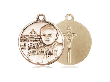 14kt Solid Gold St. John Paul II Patron Saint Medal Pendant handcrafted by Bliss Manufacturing USA