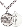 Sterling Silver St. John Paul II Patron Saint Medal Necklace 3/4 inch with 24 inch Chain by Bliss Manufacturing