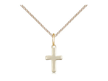 14kt Gold Filled Small Catholic Cross Necklace 1/2 x 1/4 inch pendant with 18 inch chain by Bliss