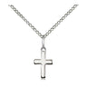 Sterling Silver Small Catholic Cross Necklace 1/2 x 1/4 inch pendant with 18 inch chain by Bliss
