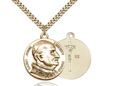 14kt gold filled St. John XXIII patron saint medal necklace 1 inch pendant with 24 inch chain by Bliss