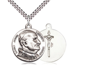 Sterling Silver St. John XXIII Patron Saint Medal Necklace 1 inch with 24 inch Chain by Bliss Manufacturing