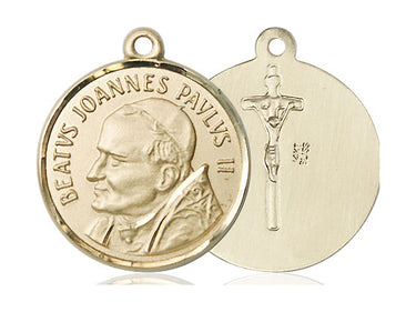 14kt Solid Gold St. John Paul II Patron Saint Medal Pendant 1 inch by 7/8 inch by Bliss Manufacturing