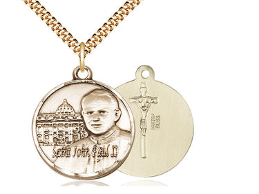 14kt Gold Filled St. John Paul II Patron Saint Medal Necklace 1 inch by 7/8 inch with 24 inch Chain by Bliss