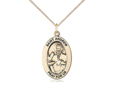 14kt Gold Filled St. Andrew the Apostle Patron Saint Medal Necklace 1x1/2 inch with 18 inch Chain by Bliss