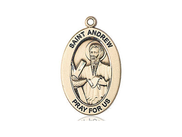 14kt Solid Gold St. Andrew the Apostle Patron Saint Medal Pendant 1x1/2 inch by Bliss