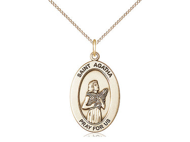 14kt gold filled St. Agatha patron saint medal necklace, 1x1/2 inch pendant, 18 inch chain, handmade by Bliss
