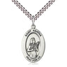 Sterling Silver St Agatha Patron Saint Medal Necklace 1 inch by half inch on 24 inch curb chain handcrafted by Bliss Manufacturing USA