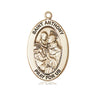 14kt Solid Gold Medium St. Anthony of Padua Catholic Medal Pendant 1 x 1/2 inches handmade by Bliss