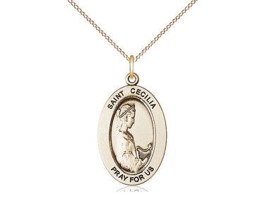 14kt Gold Filled St. Cecilia Patron Saint Medal Necklace 1 inch by 1/2 inch with 18 inch Chain by Bliss