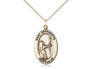 14kt Gold Filled St. Bernadette Patron Saint Medal Necklace 1x1/2 inch with 18 inch Chain by Bliss