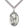 Sterling silver St. Bernadette patron saint medal necklace with 24 inch chain by Bliss Manufacturing