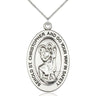 Sterling Silver St. Christopher Patron Saint Medal Necklace 1 inch by half inch with 18 inch chain by Bliss