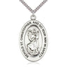 Sterling Silver St. Christopher Patron Saint Medal Necklace 1 inch by half inch with 24 inch chain by Bliss Manufacturing