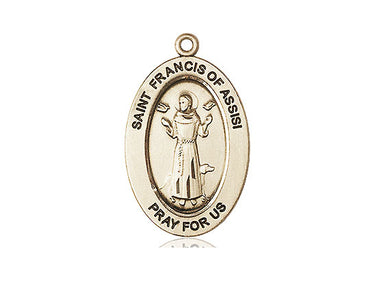 14kt Solid Gold St. Francis of Assisi Patron Saint Medal Pendant 1 inch by Bliss