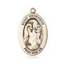 14kt Solid Gold St. Genevieve Patron Saint Medal Pendant 1 x 1/2 inch by Bliss Manufacturing