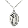 Sterling Silver St. Genevieve Patron Saint Medal Necklace 1x1/2 inch on 18 inch Chain by Bliss