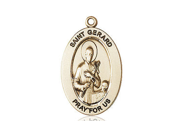 14kt Solid Gold St. Gerard Majella Medal Pendant 1 x 1/2 inch by Bliss Manufacturing